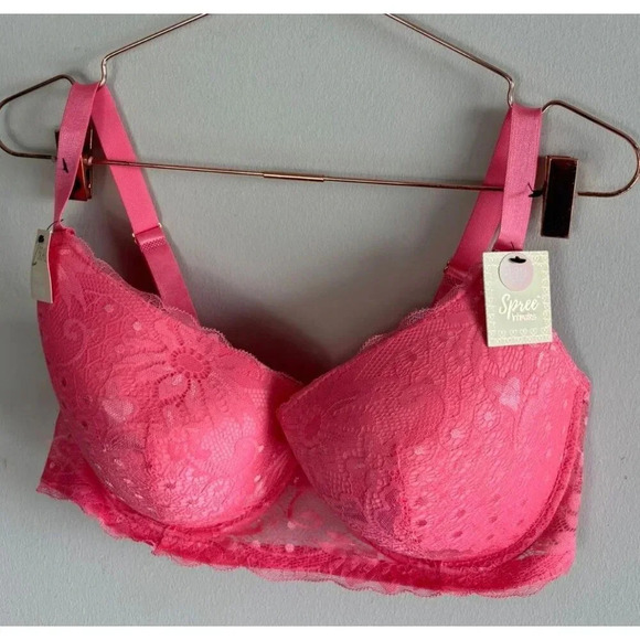 Spree Intimates Womens Underwired Lace Push Up Bra Coral Sz 42D - Picture 1 of 7
